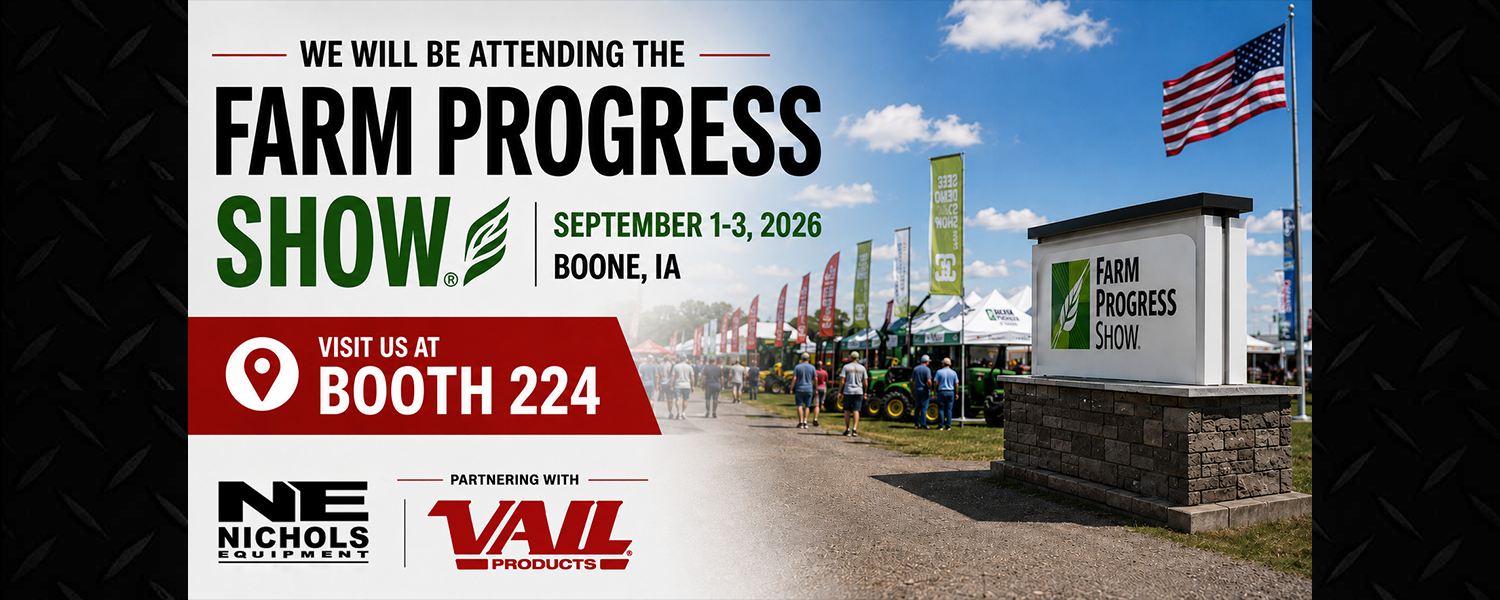 Farm Progress Show 2026 promotional graphic announcing attendance at the event in Boone, Iowa, September 1-3, 2026, with an invitation to visit Booth 224.